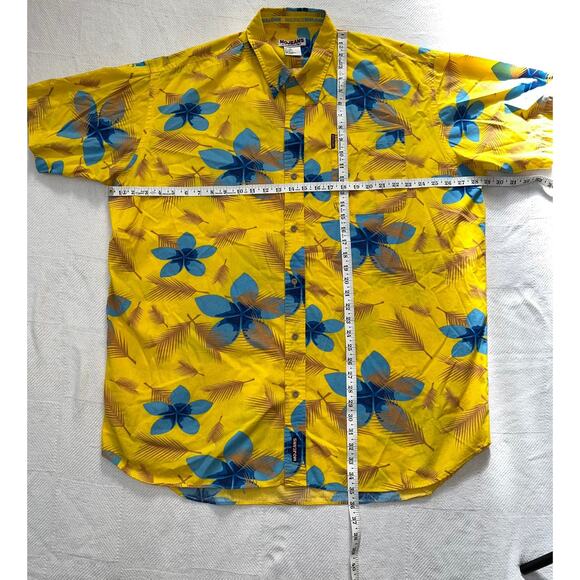 Maurice Malone Other - MOJEANS Yellow Blue Floral Tropical Palm Tree Print Button Up Shirt 3XL Vintage